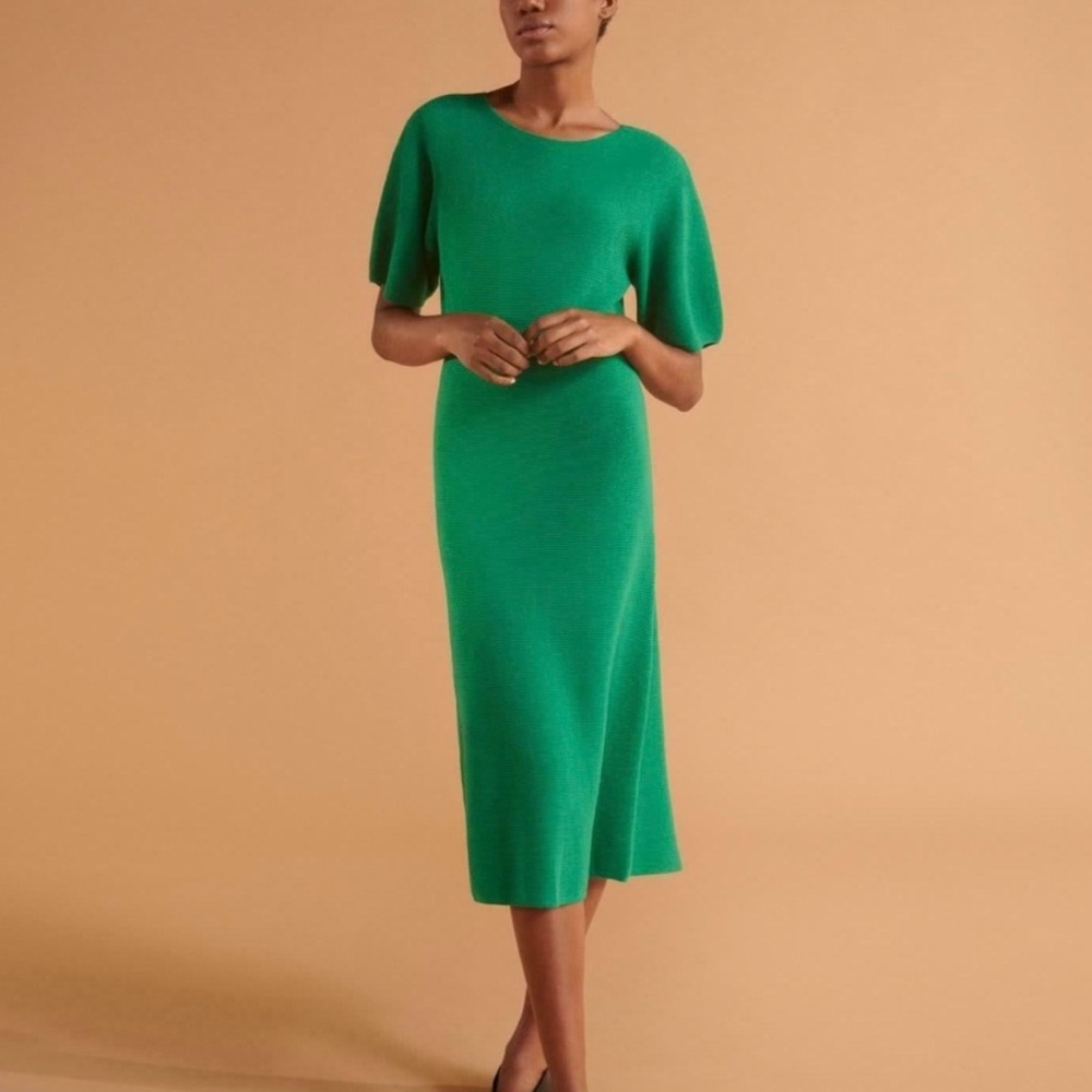 Uniqlo linen knit green 3D dress SHIPS FREE